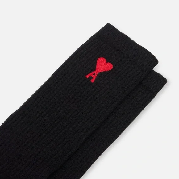 NWT AMI PARIS Ami De Coeur Socks in Black